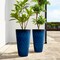 23.75"H Set of 4 Oversized Wavy Texture Cobalt Blue Tall Plastic Planter